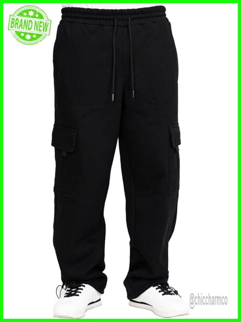 Loose Fit Heavyweight Cargo Sweatpants with Utility Pockets